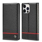 For iPhone 14 Pro Max LC.IMEEKE Carbon Fiber PU + TPU Leather Case (Horizontal Black) - 1