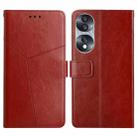 For Honor 70 HT01 Y-shaped Pattern Flip Leather Phone Case(Brown) - 1