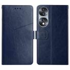 For Honor 70 HT01 Y-shaped Pattern Flip Leather Phone Case(Blue) - 1