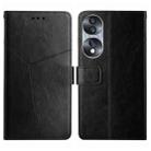 For Honor 70 HT01 Y-shaped Pattern Flip Leather Phone Case(Black) - 1