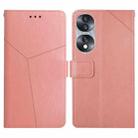 For Honor 70 HT01 Y-shaped Pattern Flip Leather Phone Case(Pink) - 1