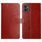 For Motorola Moto G32 HT01 Y-shaped Pattern Flip Leather Phone Case(Brown) - 1