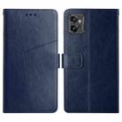 For Motorola Moto G32 HT01 Y-shaped Pattern Flip Leather Phone Case(Blue) - 1