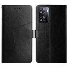 For OPPO A57 4G/A77 4G/Realme Narzo 50 5G/Realme V23 HT01 Y-shaped Pattern Flip Leather Phone Case(Black) - 1