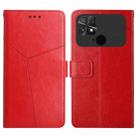 For Xiaomi Poco C40 HT01 Y-shaped Pattern Flip Leather Phone Case(Red) - 1