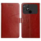 For Xiaomi Poco C40 HT01 Y-shaped Pattern Flip Leather Phone Case(Brown) - 1