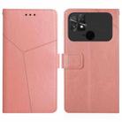 For Xiaomi Poco C40 HT01 Y-shaped Pattern Flip Leather Phone Case(Pink) - 1