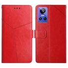 For Realme GT Neo 3 HT01 Y-shaped Pattern Flip Leather Phone Case(Red) - 1