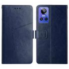 For Realme GT Neo 3 HT01 Y-shaped Pattern Flip Leather Phone Case(Blue) - 1