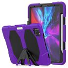 For iPhone 11 Pro For iPad Pro 11 inch (2020) Shockproof Colorful Silicon + PC Protective Case with Holder & Shoulder Strap & Hand Strap & Pen Slot(Purple) - 1