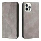 For iPhone 14 Skin Feel Magnetic S-type Solid Color Leather Phone Case Pro Max(Grey) - 1