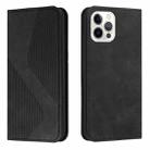 For iPhone 14 Skin Feel Magnetic S-type Solid Color Leather Phone Case Pro Max(Black) - 1