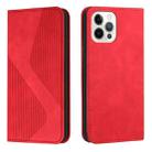 For iPhone 14 Skin Feel Magnetic S-type Solid Color Leather Phone Case Pro(Red) - 1