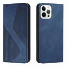 For iPhone 14 Skin Feel Magnetic S-type Solid Color Leather Phone Case Pro(Blue) - 1