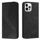 For iPhone 14 Skin Feel Magnetic S-type Solid Color Leather Phone Case Pro(Black) - 1