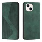 For iPhone 14 Skin Feel Magnetic S-type Solid Color Leather Phone Case Max(Green) - 1