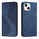 For iPhone 14 Skin Feel Magnetic S-type Solid Color Leather Phone Case Max(Blue) - 1