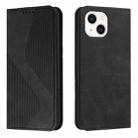 For iPhone 14 Skin Feel Magnetic S-type Solid Color Leather Phone Case Max(Black) - 1