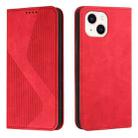 For iPhone 14 Skin Feel Magnetic S-type Solid Color Leather Phone Case (Red) - 1