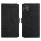For Motorola Moto G32 HT03 Skin Feel Butterfly Embossed Flip Leather Phone Case(Black) - 1