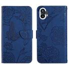 For Nothing Phone 1 HT03 Skin Feel Butterfly Embossed Flip Leather Phone Case(Blue) - 1