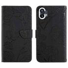 For Nothing Phone 1 HT03 Skin Feel Butterfly Embossed Flip Leather Phone Case(Black) - 1