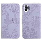 For Nothing Phone 1 HT03 Skin Feel Butterfly Embossed Flip Leather Phone Case(Purple) - 1