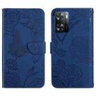 For OPPO A57 4G/A77 4G/Realme Narzo 50 5G/Realme V23 HT03 Skin Feel Butterfly Embossed Flip Leather Phone Case(Blue) - 1