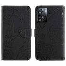 For OPPO A57 4G/A77 4G/Realme Narzo 50 5G/Realme V23 HT03 Skin Feel Butterfly Embossed Flip Leather Phone Case(Black) - 1