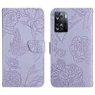 For OPPO A57 4G/A77 4G/Realme Narzo 50 5G/Realme V23 HT03 Skin Feel Butterfly Embossed Flip Leather Phone Case(Purple) - 1