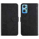 For Realme GT Neo2 HT03 Skin Feel Butterfly Embossed Flip Leather Phone Case(Black) - 1