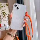For iPhone 14 Plus Space Fine Hole Transparent TPU Protective Case with Lanyard(Orange) - 1