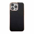 For iPhone 14 Pro Genuine Leather Xiaoya Series Nano Electroplating Phone Case(Black) - 1