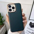 For iPhone 13 Genuine Leather Xiaoya Series Nano Electroplating Phone Case(Dark Green) - 2