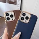 For iPhone 13 Genuine Leather Xiaoya Series Nano Electroplating Phone Case(Dark Green) - 3