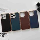 For iPhone 13 Genuine Leather Xiaoya Series Nano Electroplating Phone Case(Dark Green) - 6