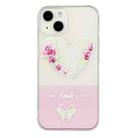 For iPhone 14 Bronzing Butterfly Flower TPU Phone Case (Rose Heart) - 1