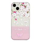 For iPhone 14 Bronzing Butterfly Flower TPU Phone Case Max(Peach Blossoms) - 1