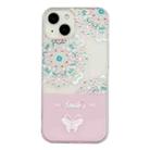 For iPhone 14 Bronzing Butterfly Flower TPU Phone Case Max(Peacock Flower) - 1