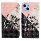 For iPhone 14 3D Drawing Leather Phone Case (Stitching Marble) - 1