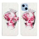 For iPhone 14 3D Drawing Leather Phone Case (Crown Skull) - 1