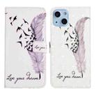 For iPhone 14 3D Drawing Leather Phone Case (Feather) - 1