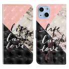 For iPhone 14 Plus 3D Drawing Leather Phone Case (Stitching Marble) - 1