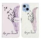 For iPhone 14 Plus 3D Drawing Leather Phone Case (Feather) - 1