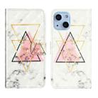 For iPhone 14 Plus 3D Drawing Leather Phone Case (Triangular Marble) - 1