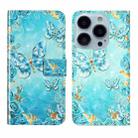 For iPhone 14 Pro 3D Drawing Leather Phone Case(Butterflies) - 1