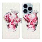 For iPhone 14 Pro 3D Drawing Leather Phone Case(Crown Skull) - 1
