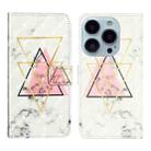 For iPhone 14 Pro 3D Drawing Leather Phone Case(Triangular Marble) - 1