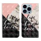 For iPhone 14 Pro Max 3D Drawing Leather Phone Case (Stitching Marble) - 1