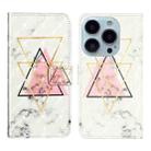 For iPhone 14 Pro Max 3D Drawing Leather Phone Case (Triangular Marble) - 1